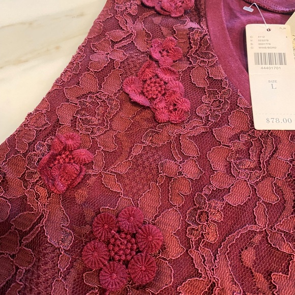 Burgundy Anthropologie Lace Top - Picture 4 of 5